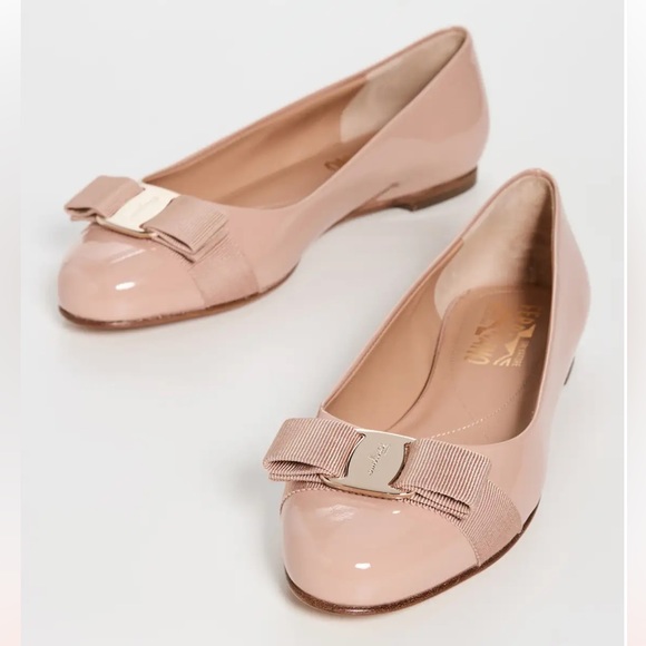 Salvatore Ferragamo Varina Patent Leather Ballet Flats - Pale Pink - Picture 3 of 12